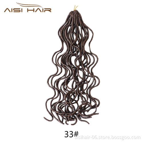 Aisi Hair Faux Locs Curly Crochet Hair Extensions 18inch Long 24 Roots Soft Crochet Braids Dreadlock Hairpieces